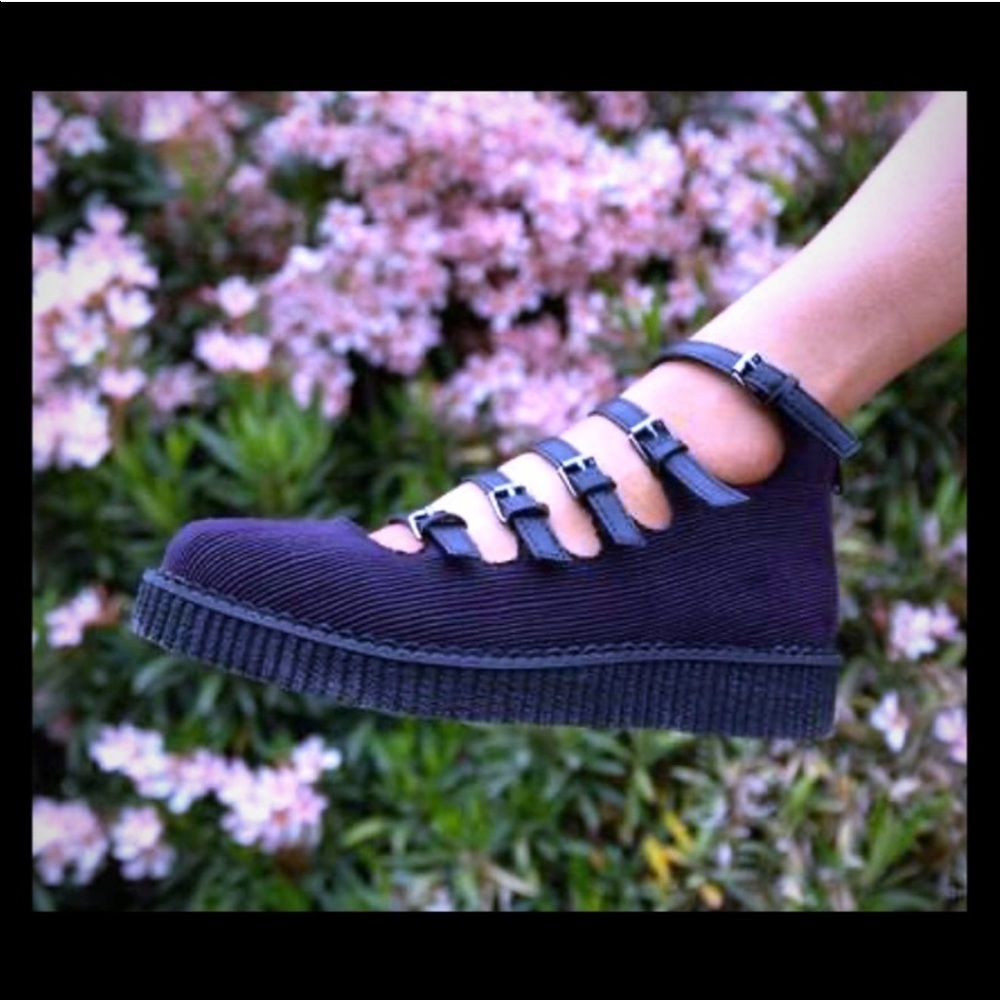 TUK multi strap Mary Jane creepers (plum)